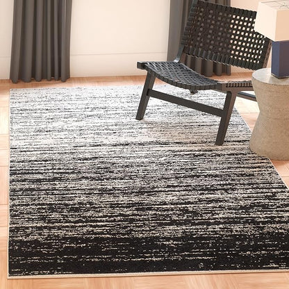 SAFAVIEH Adirondack Collection Area Rug - 4' Square, Silver & Black, Modern Ombre Design, Non Shedding & Easy to Clean, Ideal for Living Room, Bedroom, Office, Dining Space (ADR113A)