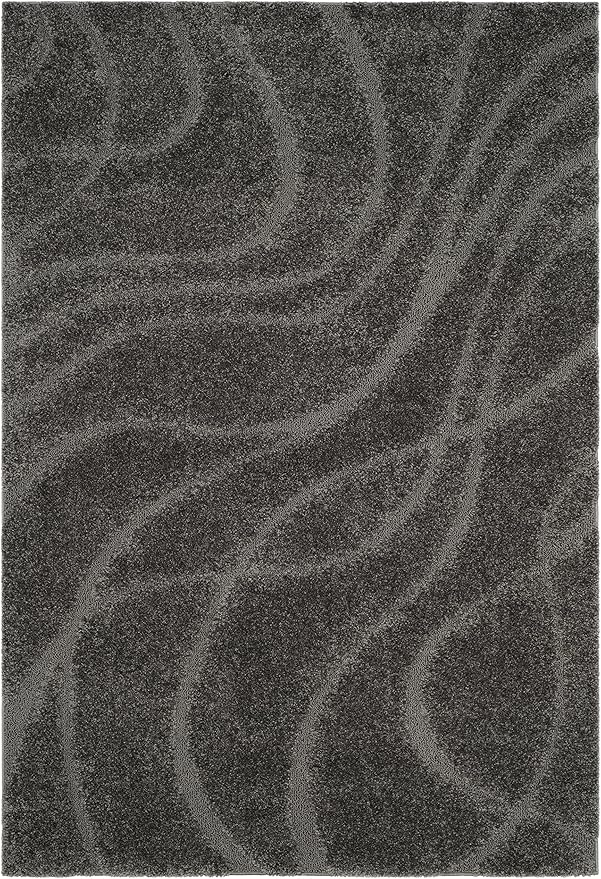 SAFAVIEH Florida Shag Collection Area Rug - 5'3" x 7'6", Grey & Grey, Non-Shedding & Easy Care, 1.2-inch Thick Ideal for High Traffic Areas in Living Room, Bedroom (SG471-8080)