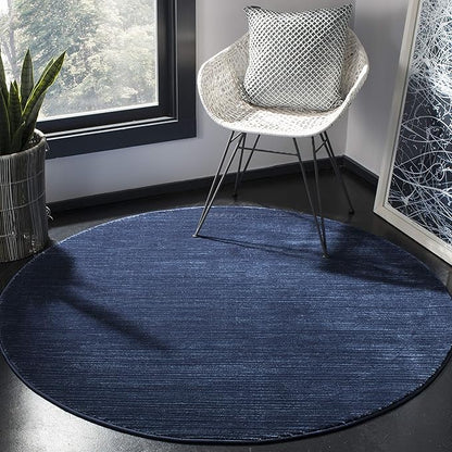 SAFAVIEH Vision Collection Area Rug - 5' Round, Navy, Modern Ombre Design, Non-Shedding & Easy to Clean, Ideal for Living Room, Bedroom, Dining Space (VSN606N)
