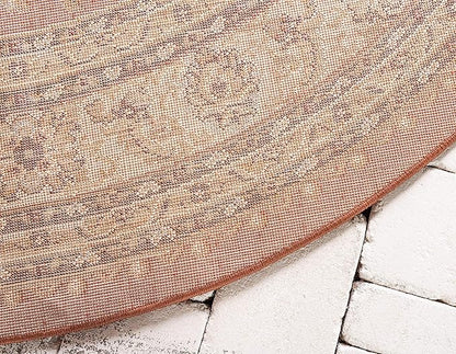 Unique Loom Voyage Collection Traditional Oriental Classic Intricate Design Area Rug (6' 0 x 6' 0 Round, Terracotta/Ivory)