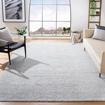 SAFAVIEH Tulum Collection Area Rug - 10' Square, Light Grey & Ivory, Moroccan Boho Tribal Design, Non-Shedding & Easy to Clean, Ideal for Living Room, Bedroom, Dining Space (TUL272F)