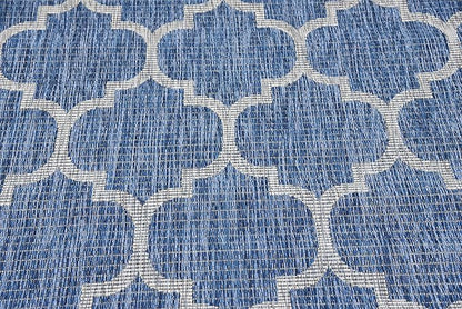 Unique Loom Outdoor Trellis Collection Area Rug (5' 3" x 8' Rectangle, Navy Blue/ Ivory)