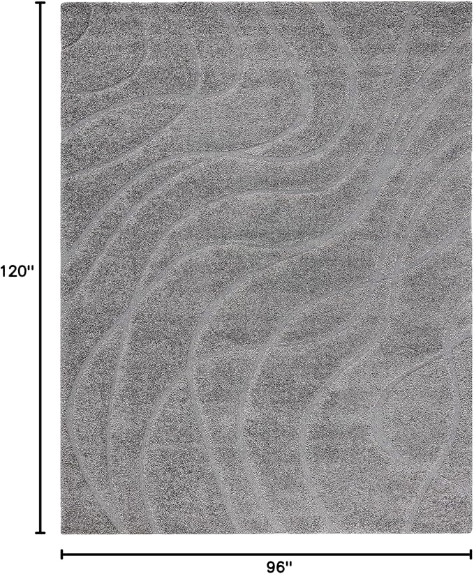 SAFAVIEH Area Rug 8x10 - Florida Shag Collection - Large - Grey & Grey, Non-Shedding & Easy Cleaning, Plush Thick Pile, Ideal for Living Room, Bedroom, Dining Space (SG471080)