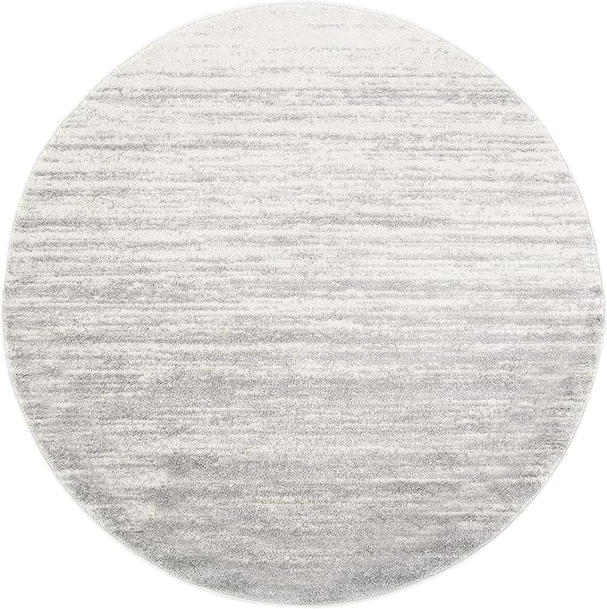 SAFAVIEH Adirondack Collection Area Rug - 3' Round, Ivory & Silver, Modern Ombre Design, Non Shedding & Easy to Clean, Ideal for Living Room, Bedroom, Office, Dining Space (ADR113B)