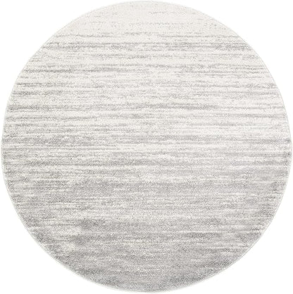 SAFAVIEH Adirondack Collection Area Rug - 5' Round, Ivory & Silver, Modern Ombre Design, Non Shedding & Easy to Clean, Ideal for Living Room, Bedroom, Office, Dining Space (ADR113B)