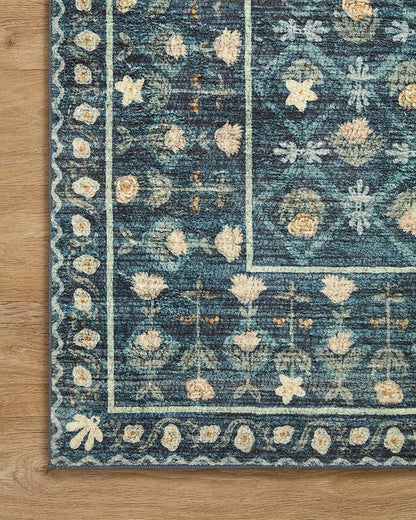 Loloi Rifle Paper Co. Eden Collection EDE-03 Lattice Indigo 2'-6" x 11'-6" Runner Rug feat. CloudPile™