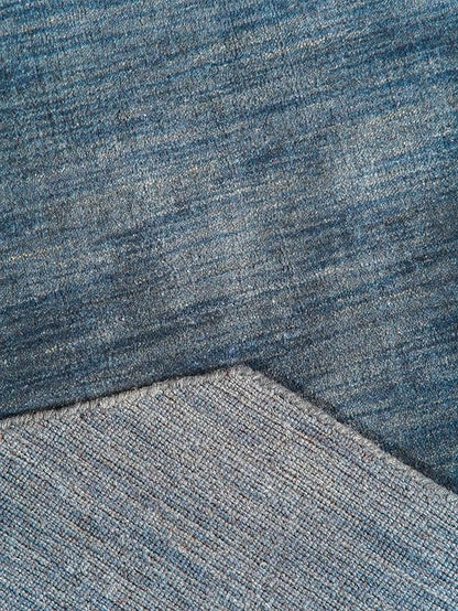 Hand Knotted Loom Wool ECO-Friendly Area Rugs - 6'x6', Octagon, Blue Color, Solid Plain Design, High Pile Thick Handmade Anti Skid Area Rugs for Living Room, Bed Room (L00111)