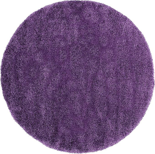 SAFAVIEH Milan Shag Collection 9' Round Purple SG180 Solid Non-Shedding Living Room Bedroom Dining Room Entryway Plush 2-inch Thick Area Rug