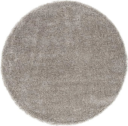 SAFAVIEH Milan Shag Collection 7' Round Grey SG180 Solid Non-Shedding Living Room Bedroom Dining Room Entryway Plush 2-inch Thick Area Rug