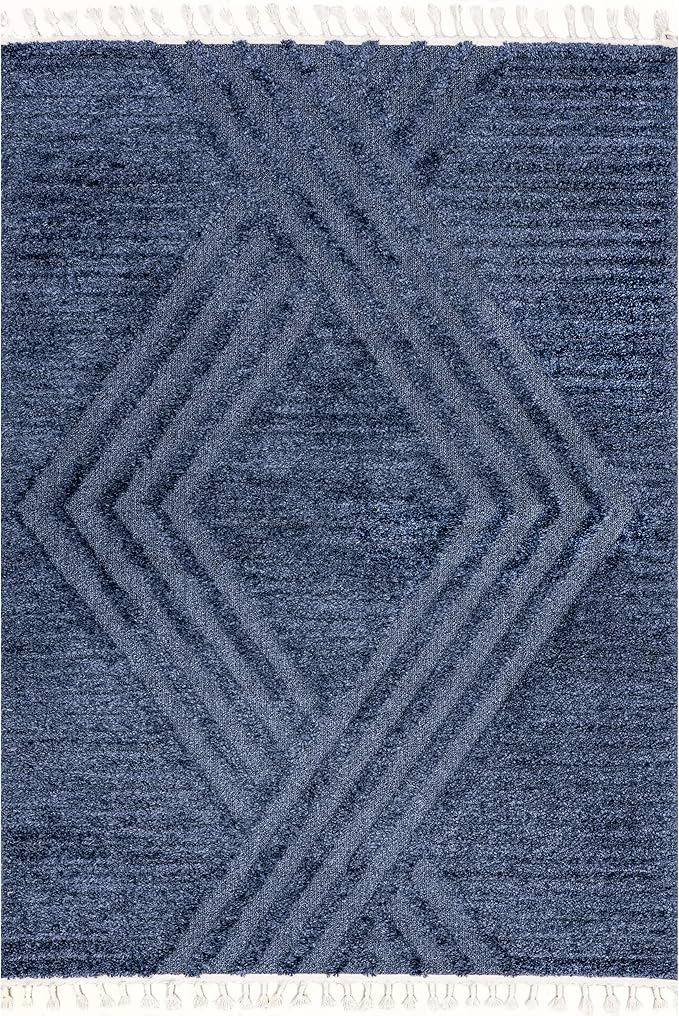 nuLOOM Risette Blue, 7'10" x 10', Geometric, Soft and Textured, High Traffic, Stain Resistant, Easy Clean, Durable Area Rug for Bedroom, Living Room, Dining Space, Den, Foyer, Entryway