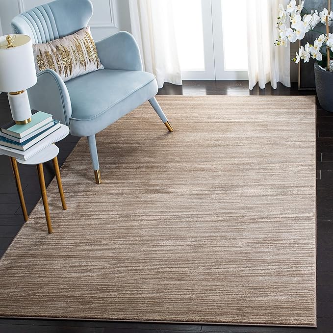 SAFAVIEH Vision Collection Area Rug - 3' Square, Light Brown, Modern Ombre Design, Non-Shedding & Easy to Clean, Ideal for Foyer, Entryway, Bedroom, Accent Space (VSN606C)
