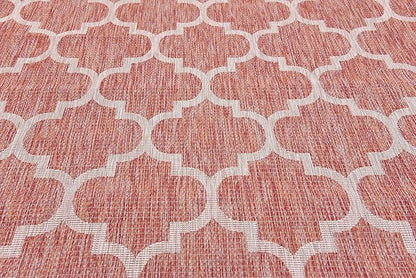 Unique Loom Outdoor Trellis Collection Area Rug (9' x 12' Rectangle, Rust Red/ Ivory)