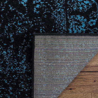 SAFAVIEH Area Rug 4x6 - Adirondack Collection - Black & Teal, Distressed Vintage Floral Design, Non-Shedding & Easy to Clean, Ideal for Living Room, Bedroom, Dining Space (ADR109K)