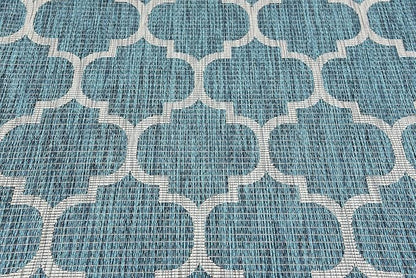 Unique Loom Outdoor Trellis Collection Area Rug (5' 3" x 8' Rectangle, Teal/ Gray)