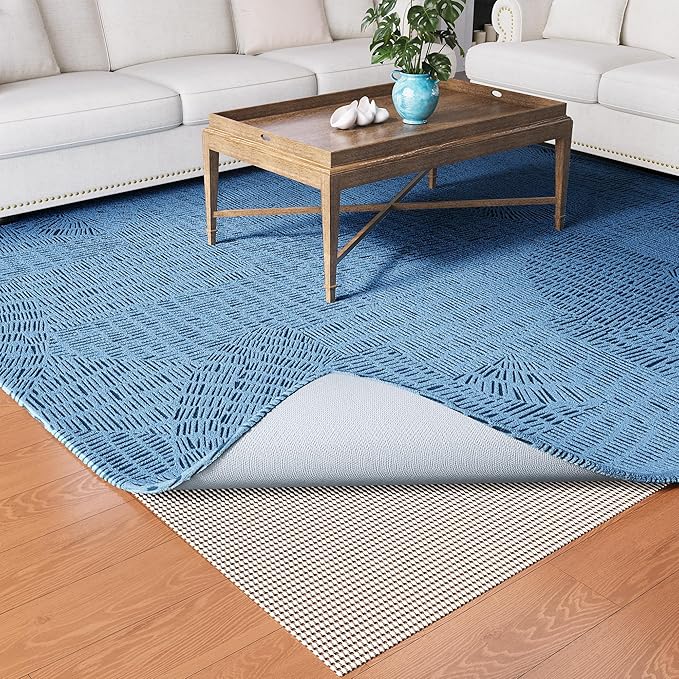 Non-Slip Rug Pad Gripper 8x11 Feet, Anti Skid Mat for Under Area Rugs, Keeps Rugs in Position and Safe, Thick Cushioned Carpet Pad for Hardwood Floors Protection
