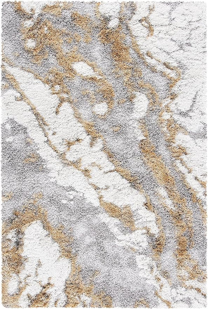 SAFAVIEH Horizon Shag Collection X-Large Area Rug - 11' x 15', Grey & Gold, Non-Shedding & Easy Care, 2.6-inch Thick Ideal for High Traffic Areas in Living Room, Bedroom (HZN890D)