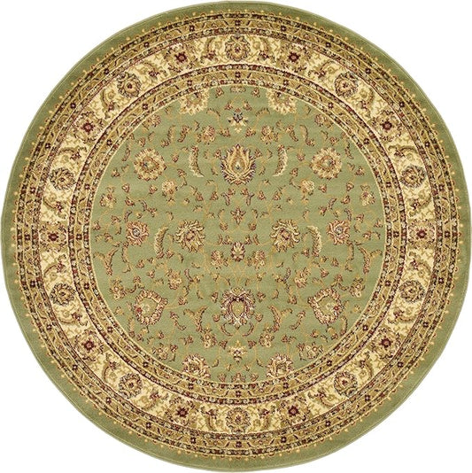 Unique Loom Voyage Collection Traditional Oriental Classic Intricate Design Area Rug (6' 0 x 6' 0 Round, Green/Ivory)