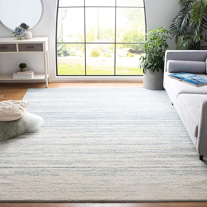SAFAVIEH Adirondack Collection Area Rug - 12' Square, Slate & Cream, Modern Ombre Design, Non Shedding & Easy to Clean, Ideal for Living Room, Bedroom, Office, Dining Space (ADR113T)