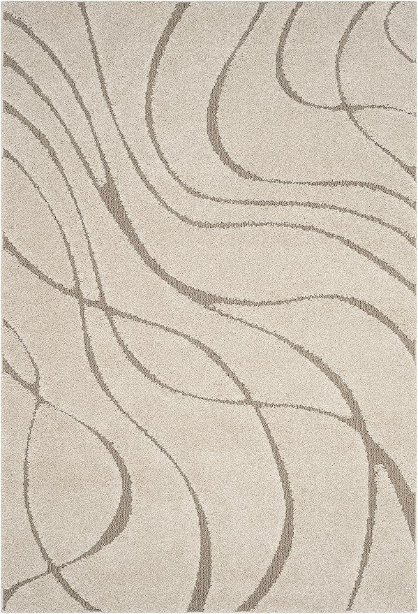 SAFAVIEH Florida Shag Collection Accent Rug - 3'3" x 5'3", Cream & Beige, Non-Shedding & Easy Care, 1.2-inch Thick Ideal for High Traffic Areas in Entryway, Living Room, Bedroom (SG471-1113)