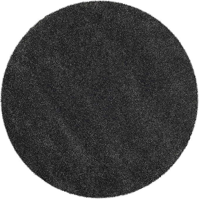 SAFAVIEH Milan Shag Collection 3' Round Dark Grey SG180 Solid Non-Shedding Living Room Bedroom Dining Room Entryway Plush 2-inch Thick Area Rug