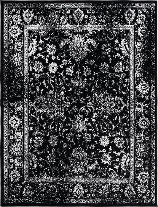 SAFAVIEH Area Rug 11x15 - Adirondack Collection - Large - Black & Ivory, Distressed Vintage Floral Design, Non-Shedding & Easy to Clean, Ideal for Living Room, Bedroom, Dining (ADR109Z)