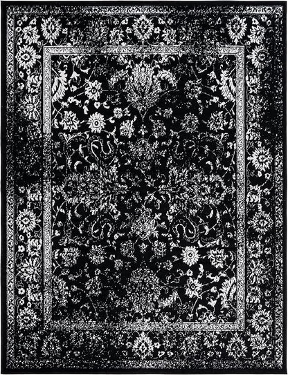 SAFAVIEH Area Rug 8x10 - Adirondack Collection - Large - Black & Ivory, Distressed Vintage Floral Design, Non-Shedding & Easy to Clean, Ideal for Living Room, Bedroom, Dining Space (ADR109Z)