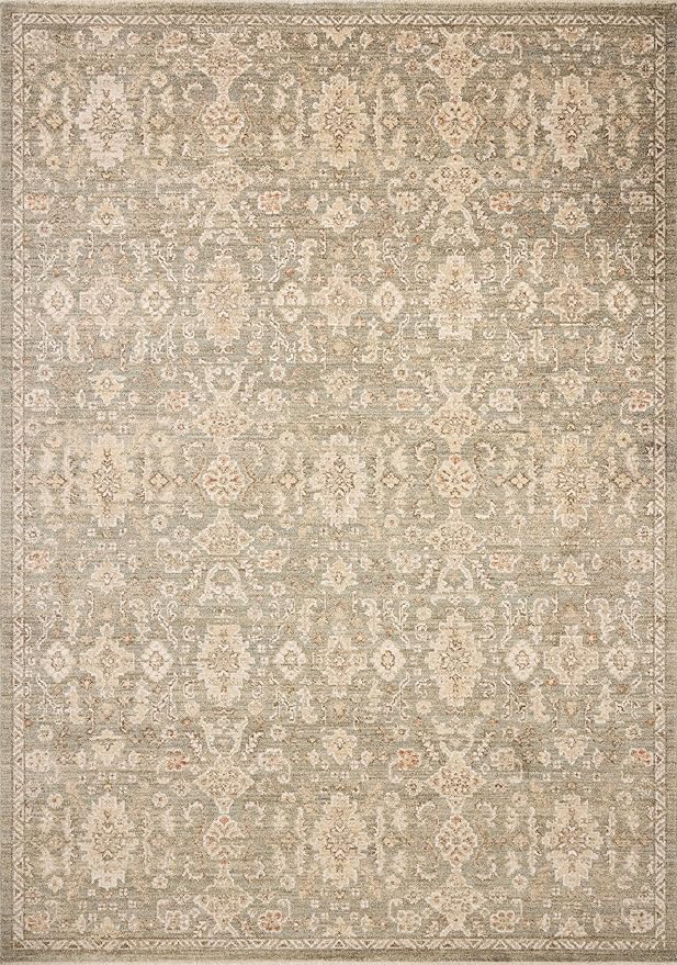 Loloi Chris Loves Julia Palma Collection PLM-03 Lagoon/Natural 3'-6" x 5'-6" Accent Rug Vintage Style Boho Living Room Bedroom Carpet