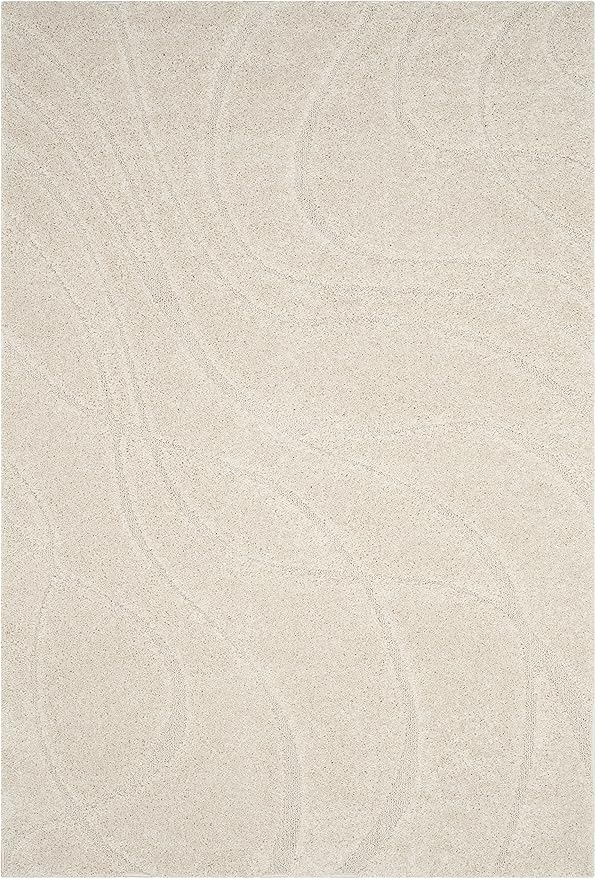 SAFAVIEH Area Rug 8x10 - Florida Shag Collection - Large - Creme & Creme, Non-Shedding & Easy Cleaning, Plush Thick Pile, Ideal for Living Room, Bedroom, Dining Space (SG471-1111)