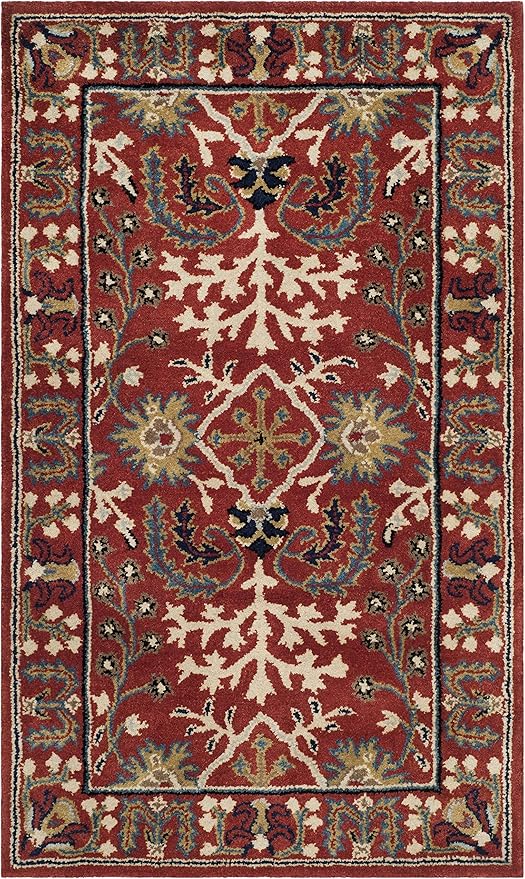 SAFAVIEH Antiquity Collection 3' x 5' Red / Multi AT64A Handmade Traditional Oriental Premium Wool Area Rug