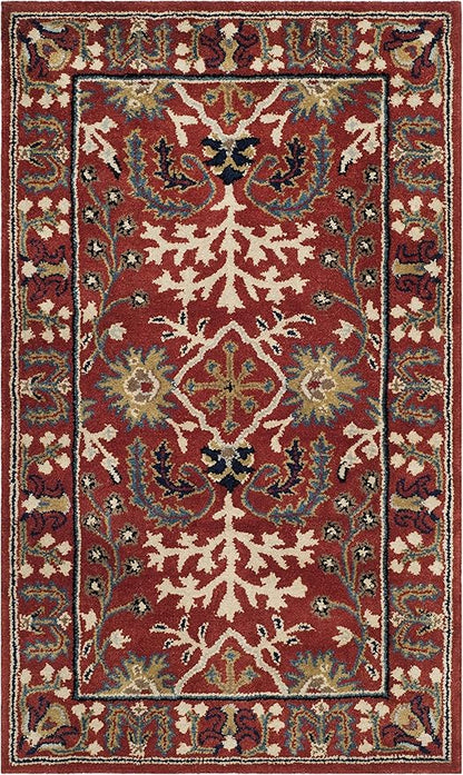 SAFAVIEH Antiquity Collection 3' x 5' Red / Multi AT64A Handmade Traditional Oriental Premium Wool Area Rug