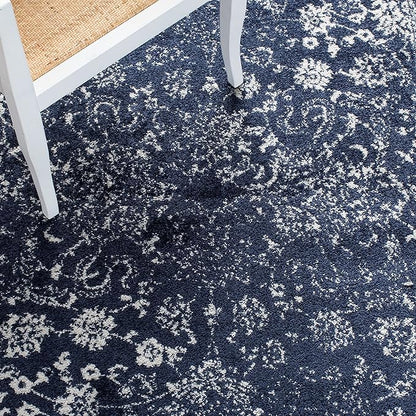 SAFAVIEH Adirondack Collection Runner Rug - 2'6" x 18', Navy & Ivory, Distressed Vintage Floral Design, Non-Shedding & Easy to Clean, Ideal for Living Room, Bedroom, Dining (ADR109N)