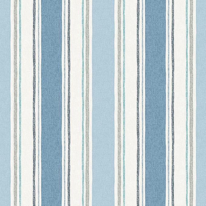 Arden Outdoor Midback Chair Cushion, 18 x 16.5, Rain-Proof, Fade Resistant French Blue Linen Stripe