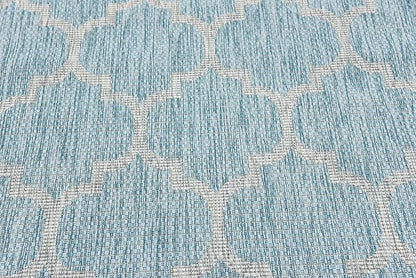 Unique Loom Outdoor Trellis Collection Area Rug (4' 1" x 6' 1" Rectangle, Aquamarine/ Gray)