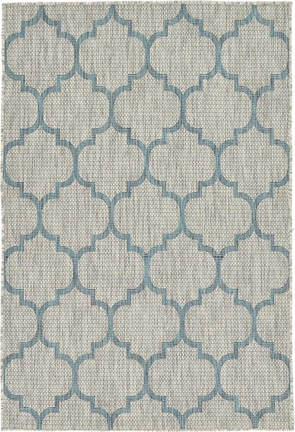 Unique Loom Outdoor Trellis Collection Area Rug (4' 1" x 6' 1" Rectangle, Gray/ Ivory)