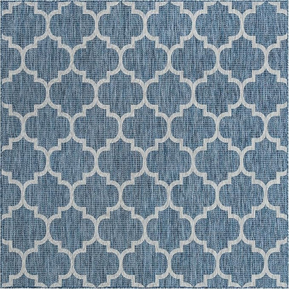 Unique Loom Trellis Collection Area Rug-Lattice Design, Moroccan Inspired for Indoor/Outdoor Décor, 7' 10" x 7' 10" Square, Navy Blue/Gray