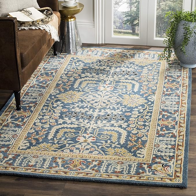 SAFAVIEH Antiquity Collection 3' x 5' Dark Blue/Multi AT64B Handmade Traditional Oriental Premium Wool Area Rug