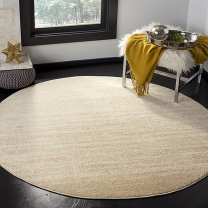 SAFAVIEH Adirondack Collection Area Rug - 12' Round, Champagne & Cream, Modern Ombre Design, Non Shedding & Easy to Clean, Ideal for Living Room, Bedroom, Office, Dining Space (ADR113W)