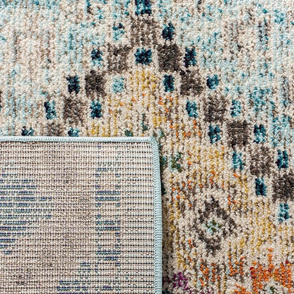 SAFAVIEH Madison Collection Accent Rug - 3' x 5', Dark Blue & Yellow, Boho Distressed Design, Non-Shedding & Easy Care, Ideal for High Traffic Areas in Entryway, Living Room, Bedroom (MAD418N)