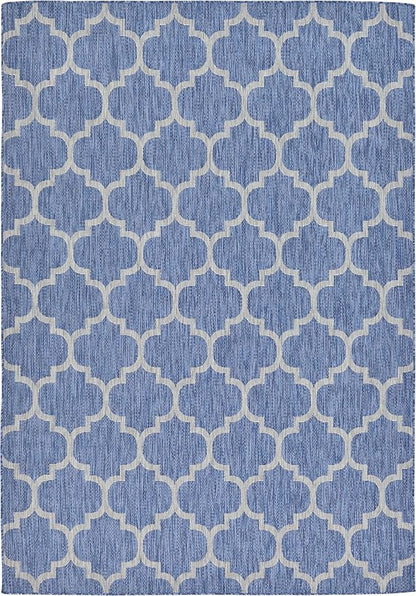 Unique Loom Outdoor Trellis Collection Area Rug (7' 1" x 10' Rectangle, Navy Blue/ Ivory)