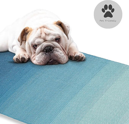 Fab Habitat Outdoor Rug - Waterproof, Fade Resistant, Crease-Free - Premium Recycled Plastic - Ombre - Large Patio, Deck, Sunroom, Camping, RV - Big Sur - Teal - 6 x 9 ft