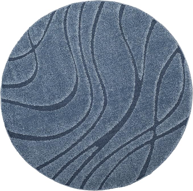 SAFAVIEH Florida Shag Collection Area Rug - 6' x 8' Oval, Light Blue & Blue, Non-Shedding & Easy Cleaning, Plush Thick Pile, Ideal for Living Room, Bedroom, Dining Space (SG471-6065)