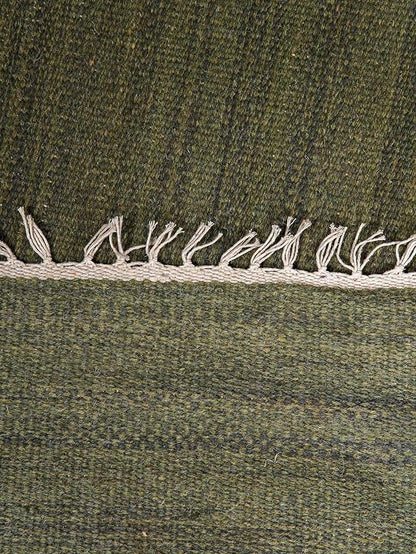 Rugsotic Carpets Hand Woven Flat Weave Kilim Wool ECO-Friendly Area Rugs - 8'x8', Square Shape, Olive Color, Solid Plain Design, Low Pile Handmade Area Rugs for Living Room, Bed Room (D00111)
