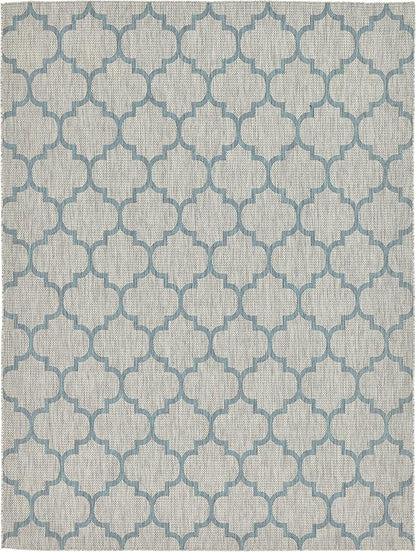 Unique Loom Outdoor Trellis Collection Area Rug (9' x 12' Rectangle, Gray/ Ivory)
