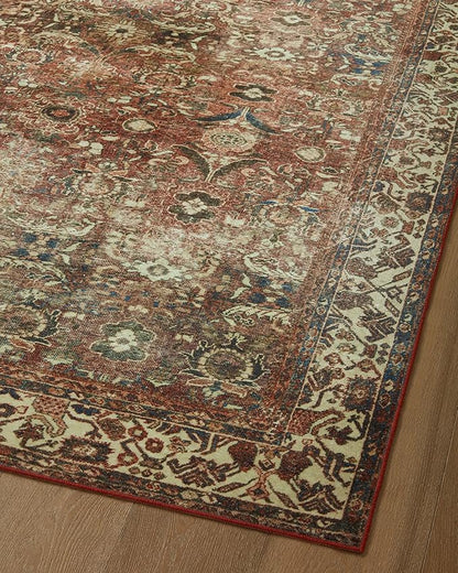 Loloi Magnolia Home by Joanna Gaines Banks Collection BAN-04 Brick/Ivory 2'-6" x 9'-6", .13" Pile Height, Machine Washable, Runner Rug