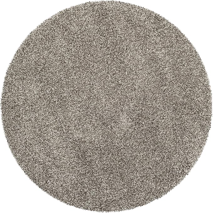 SAFAVIEH Milan Shag Collection 8' Round Grey SG180 Solid Non-Shedding Living Room Bedroom Dining Room Entryway Plush 2-inch Thick Area Rug