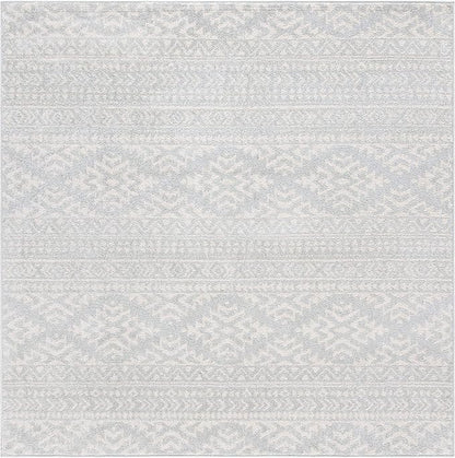 SAFAVIEH Tulum Collection Area Rug - 9' Square, Light Grey & Ivory, Moroccan Boho Tribal Design, Non-Shedding & Easy to Clean, Ideal for Living Room, Bedroom, Dining Space (TUL272F)