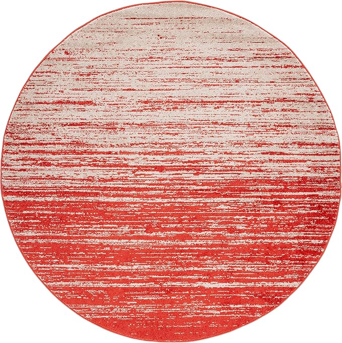 SAFAVIEH Adirondack Collection Area Rug - 4' Round, Orange & Grey, Modern Ombre Design, Non Shedding & Easy to Clean, Ideal for Living Room, Bedroom, Office, Dining Space (ADR113P)