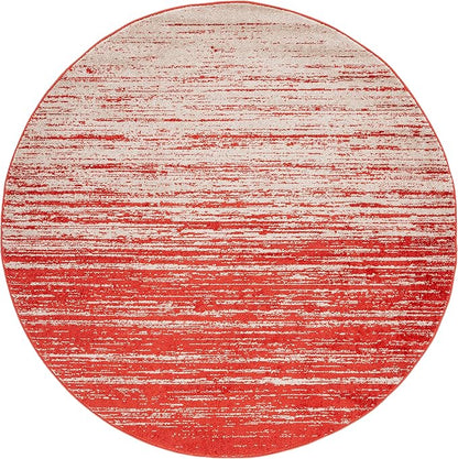 SAFAVIEH Adirondack Collection Area Rug - 4' Round, Orange & Grey, Modern Ombre Design, Non Shedding & Easy to Clean, Ideal for Living Room, Bedroom, Office, Dining Space (ADR113P)