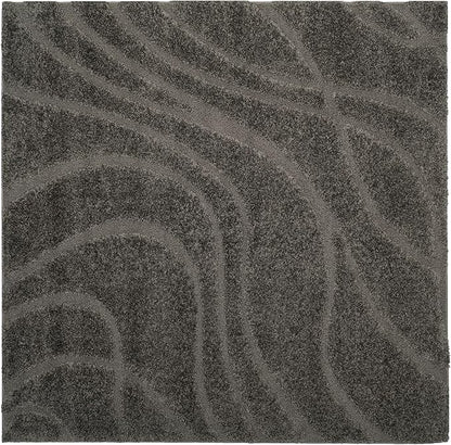 SAFAVIEH Florida Shag Collection Area Rug - 5' Square, Grey & Grey, Non-Shedding & Easy Care, 1.2-inch Thick Ideal for High Traffic Areas in Living Room, Bedroom (SG471-8080)