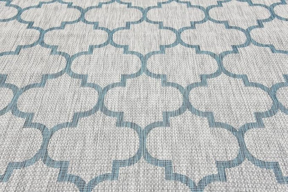 Unique Loom Outdoor Trellis Collection Area Rug (9' x 12' Rectangle, Gray/ Ivory)